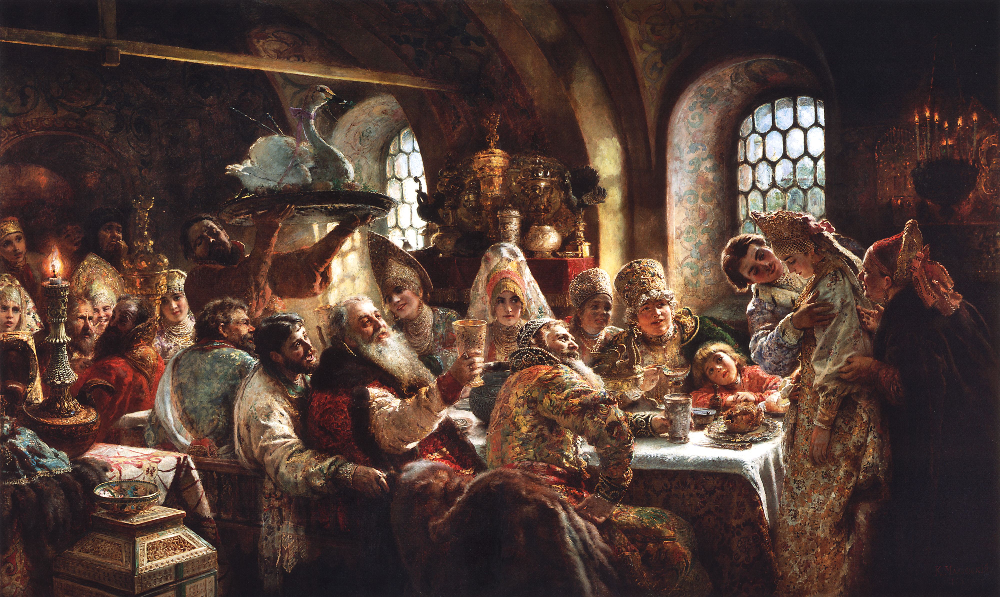 К. Е. Маковский — Боярский свадебный пир, 1883